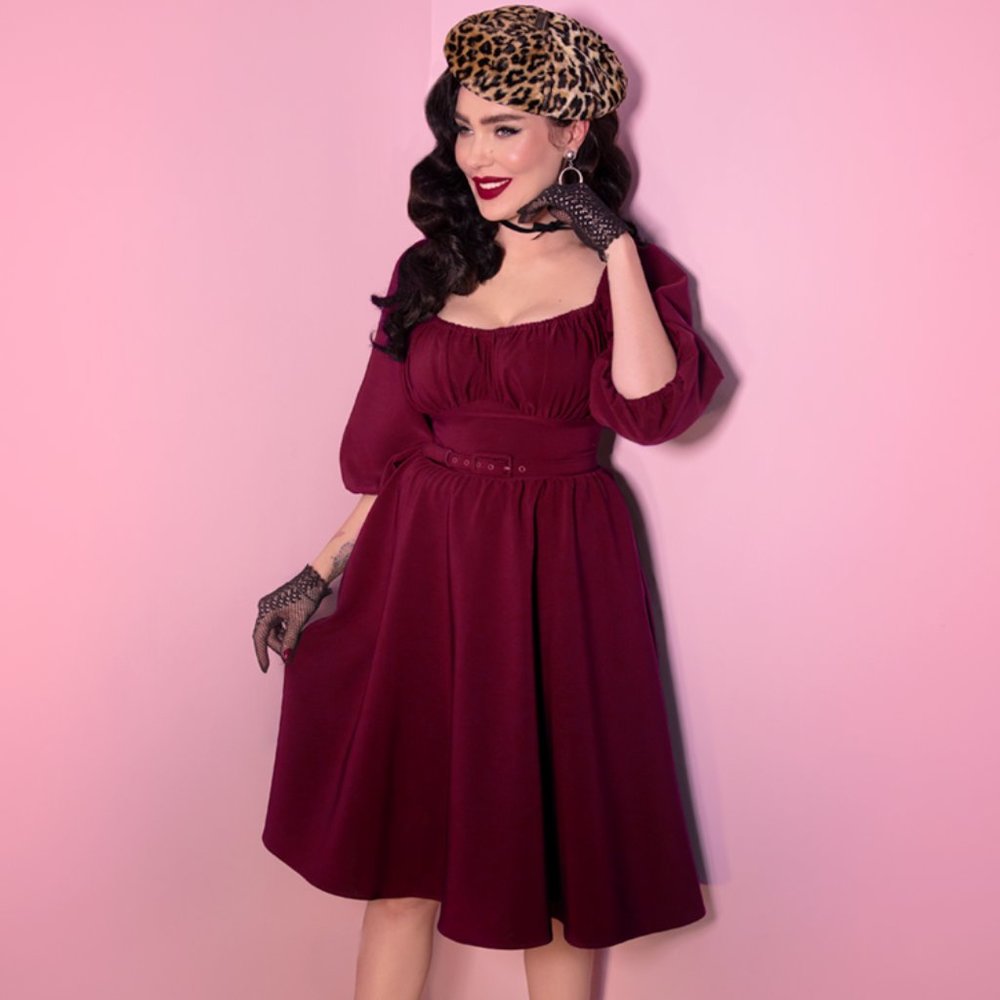 Vixen by Micheline Pitt Wine Red Fit-and-Flare Dress